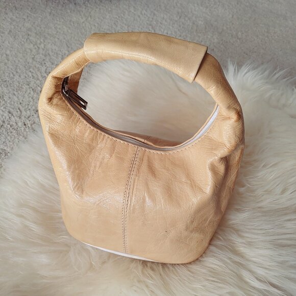 Custom Made Aged/Yellowed-White Leather Mini Handbag - Picture 1 of 13